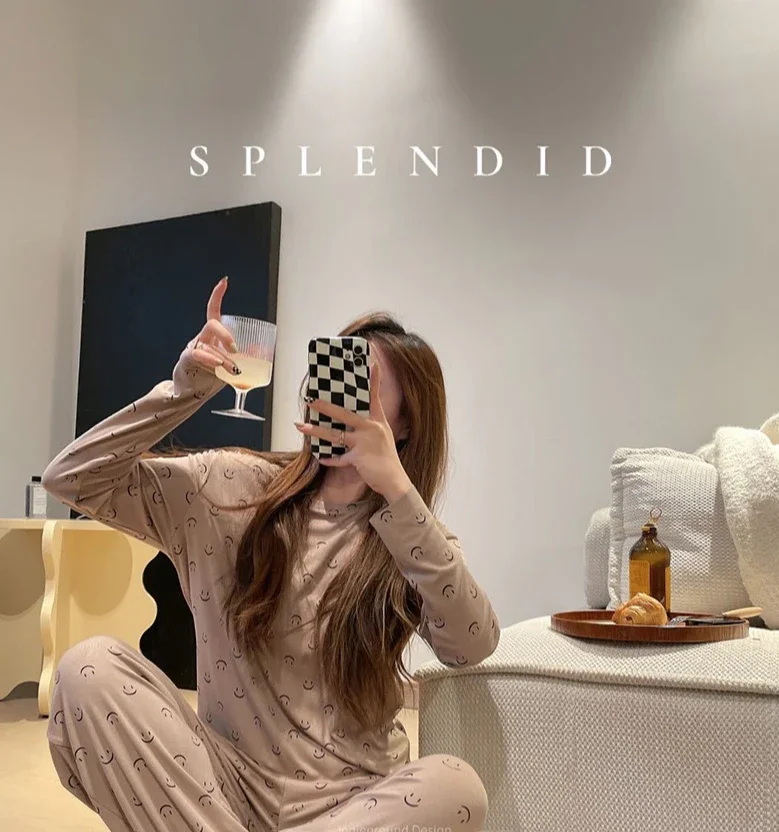 Новая женская одежда двухсекционные длинные брюки со смайликом и длинными