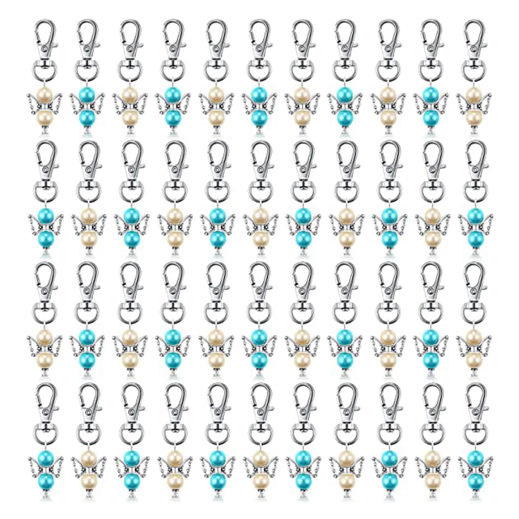 

100 Pieces Angel Favor Keychains Angel Pearl Keychains Baptism Favor Keychain Guest Return Favors Key Chains for Girl
