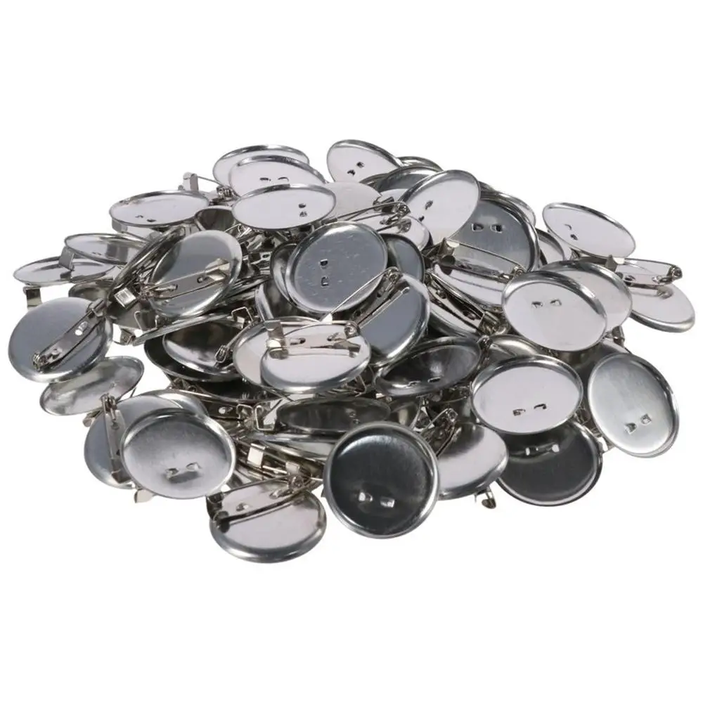 100 шт. плоские круглые бусины для брошюр серебряные застежки дисков 30 мм