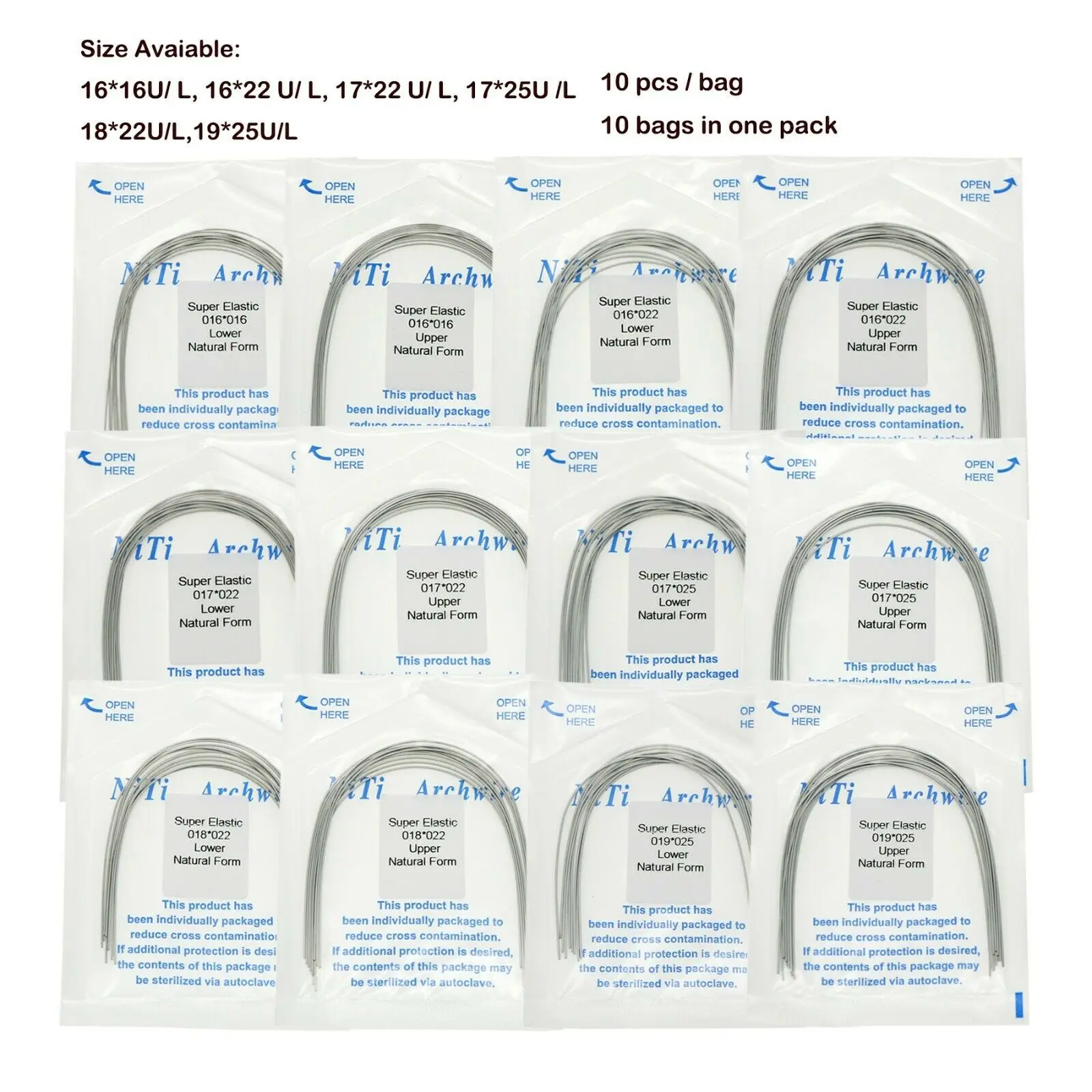 

100pcs Dental Orthodontic NITI Super Elastic Rectangular Arch Wire Natural Form