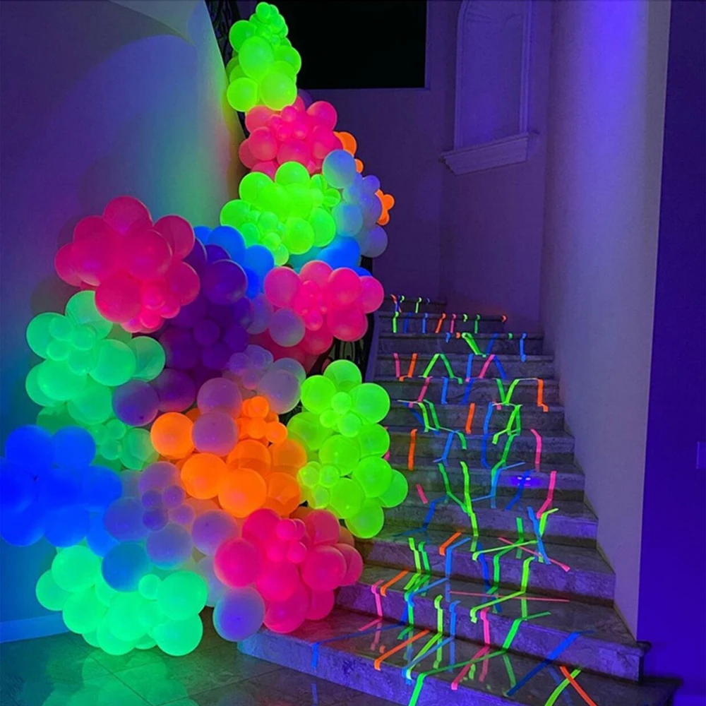 

10/30/50Pcs 5/10inch Luminous Fluorescent UV Neon Glow Latex Balloons Happy Birthday Black Light Glow Night Surprise Party Decor