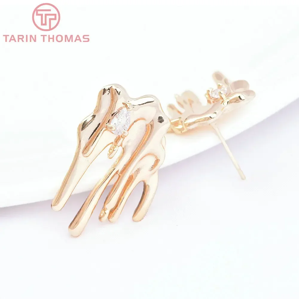 (6970) 4 шт. 17 5x27 мм 24-каратное золото цвет латунь с цирконом нерегулярные