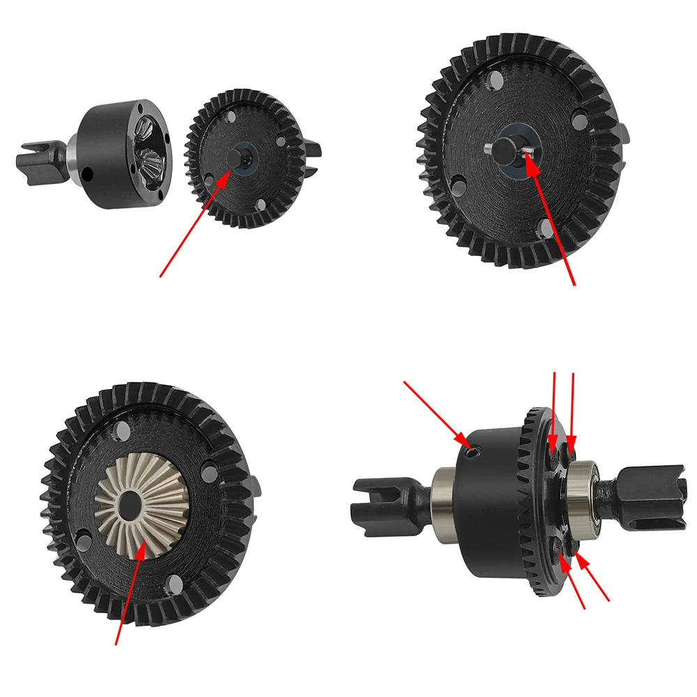 Фото AXSPEED сталь 43T + 10T/43T + 13T/42T + 15T дифференциал коробки передач для ARRMA TYPHON 6S TLR BLX 1/8 RC автомобиль грузовик обновленные детали №4
