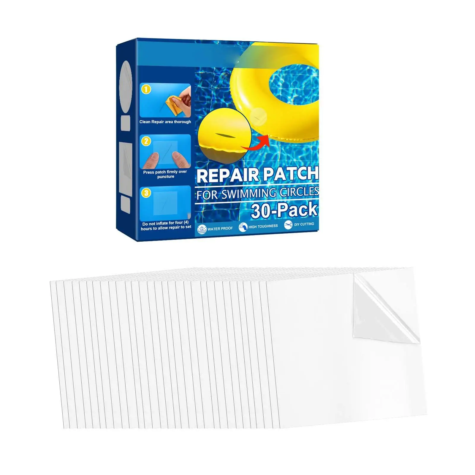 

30Pcs Inflatable Patch Repair Kit Transparent Square Shape Pool Repair Patch