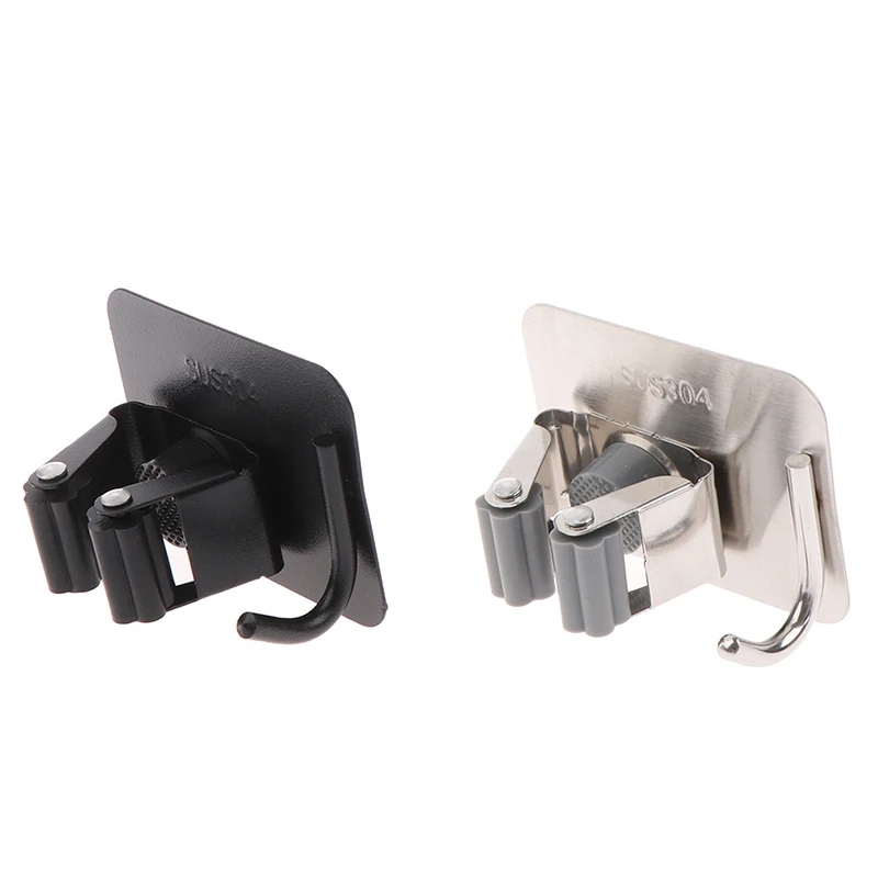 

Wall Mounted Mop Organizer Storage Rack Stainless Steel Mop Holder Brush Broom Hangers Mops Rack Hook Kitchen Bathroom Organizer