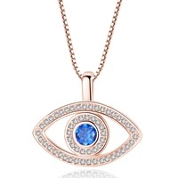 2022 new women personality creative micro inlaid zircon blue eye necklace temperament simple evil eye clavicle chain jewelry