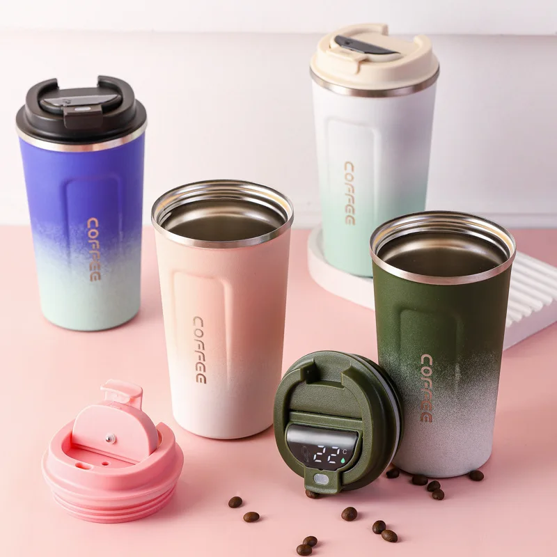 

Gradient Color Intelligent Stainless Steel Coffee Mug Car 304 Insulation Cup Portable Car Cup Outdoor Female Portable Water Cup