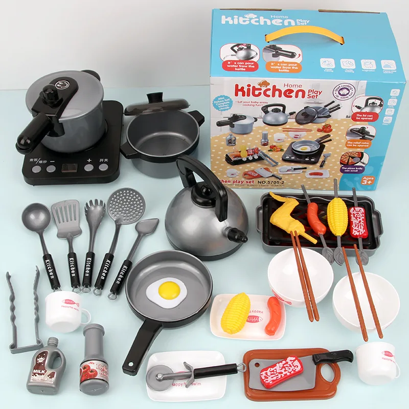 

Kitchen Toy Set Induction Cooker Cooking Light Pressure Cooker Boiling Water Pot Play House Toys
