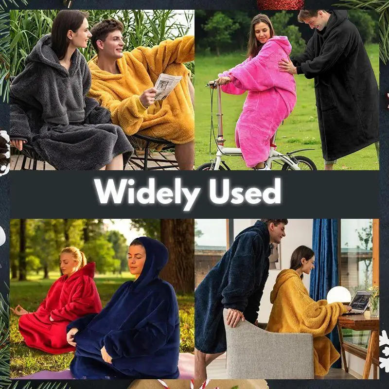 WONTIVE Cozy Hooded Plush Thermal Blanket Unisex Comfortable Loose Nightgown Womens Mens Cotton Flannel Pajamas As Seen AS On TV