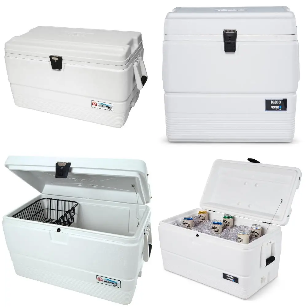 

High-Quality, Extra Large White Hard-Sided Ice Chest Cooler - Perfect for Outdoor Use, BBQs and Long-Lasting Durability!