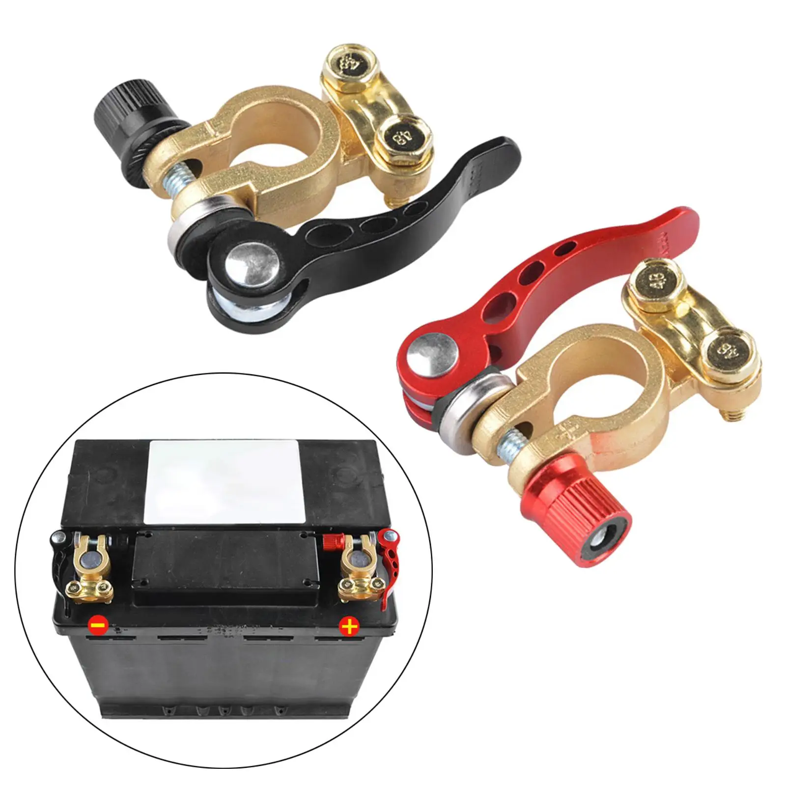 

2 Pieces Car Battery Terminals Connectors Heavy Duty Replacement Quick Release Disconnect Durable for Auto Truck Bus