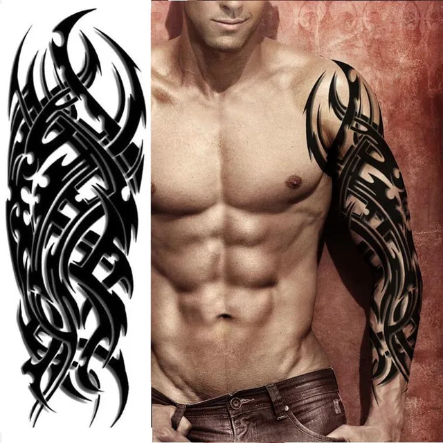 Waterproof Temporary Tattoo For Man Long Lasting Cool Wolf Lion Arm Sleeve Shoulder Chest Tattoo Sticker Men Body Art TO072 2