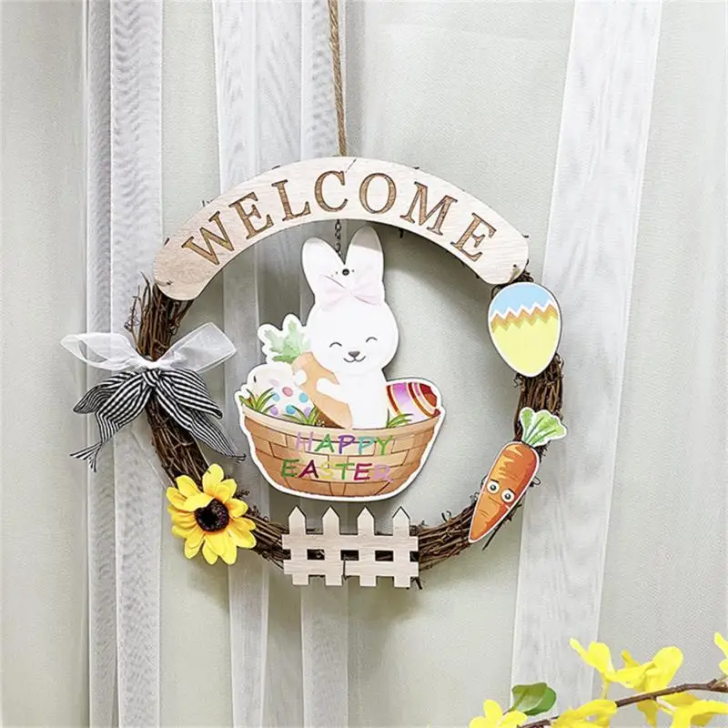 

Household Easter Decoration Home Garland Easter Bunny Pendant Spring Garland Door Hanging Welcome Wooden Sign Door Decoration