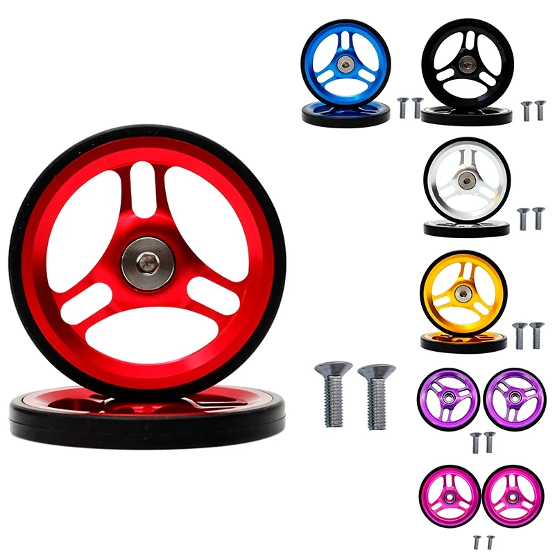 

Folding Bike Easy Wheel Aluminum Alloy Easy Wheel 60mm with Bolt for Brompton Folding Bike