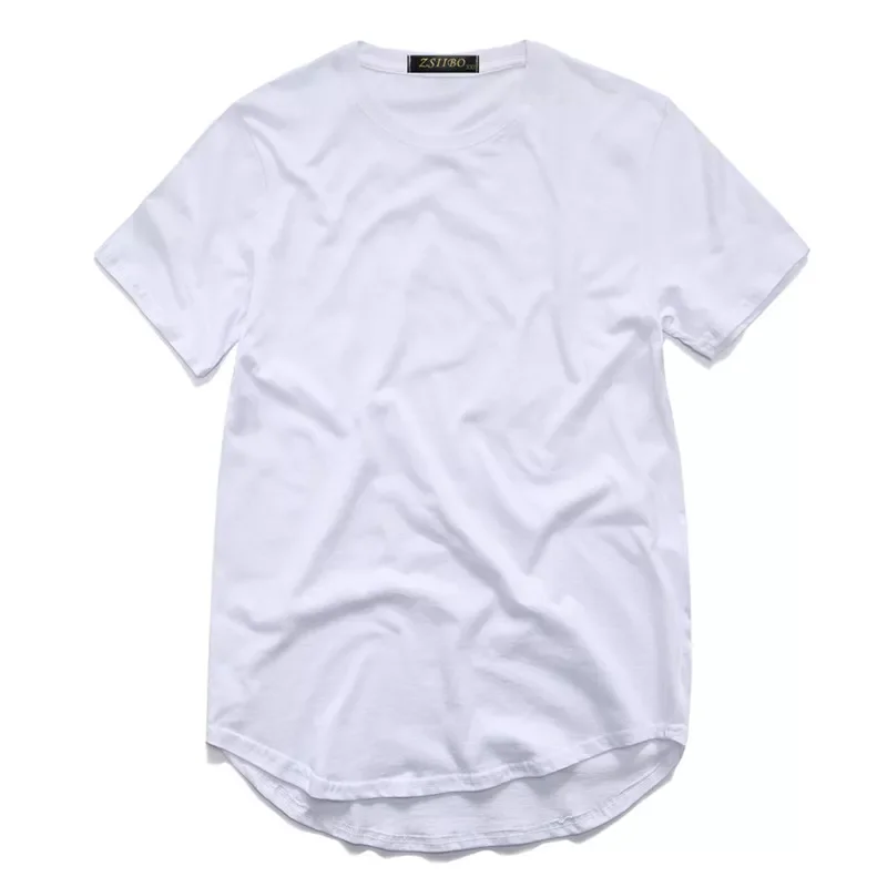 

T Shirt Kanye West Extended tshirt men Curved Hem Long line Tops Hip Hop Urban Blank Justin Bieber t shirt TX135-R