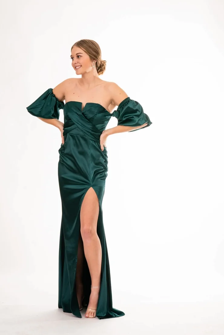 

Women's Satin Bridesmaid Dresses Off the Shoulder Prom Gowns Long Evening Dresses for Prom Party