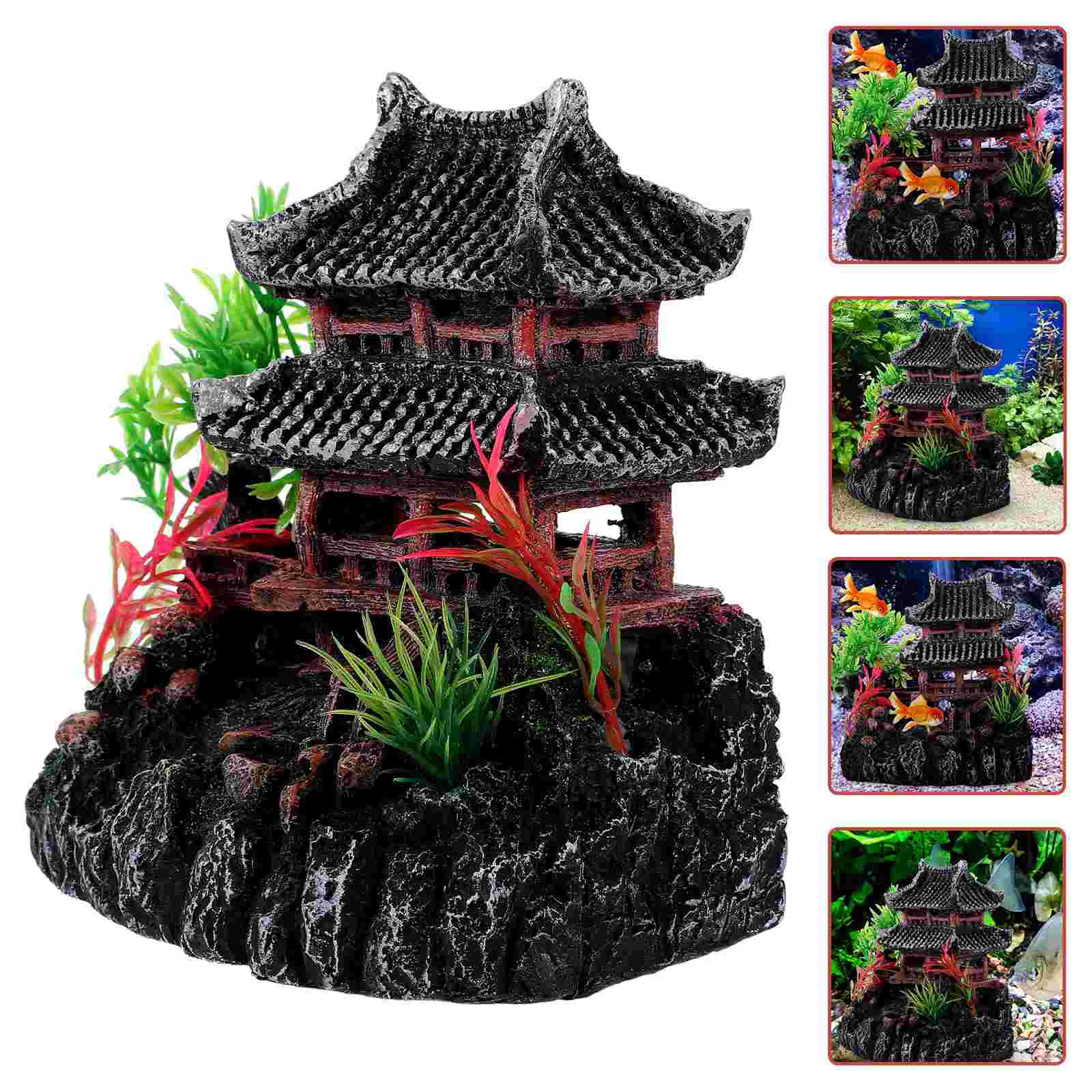 

Aquarium Ornaments Decor Delicate House Fish Tank Reusable Cave Resin Desktop Shelter Caves Decors