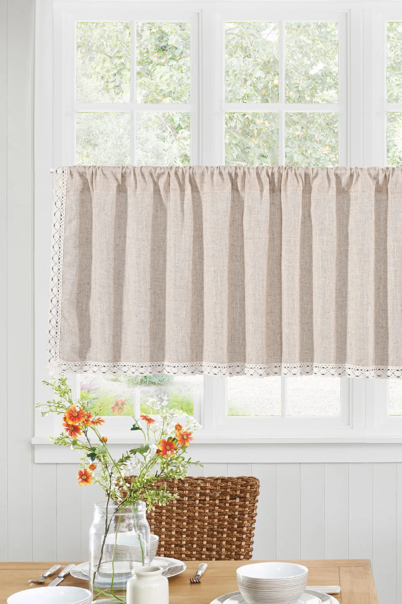 Короткие пылезащитные шторы в скандинавском стиле белые пасторальные для кухни