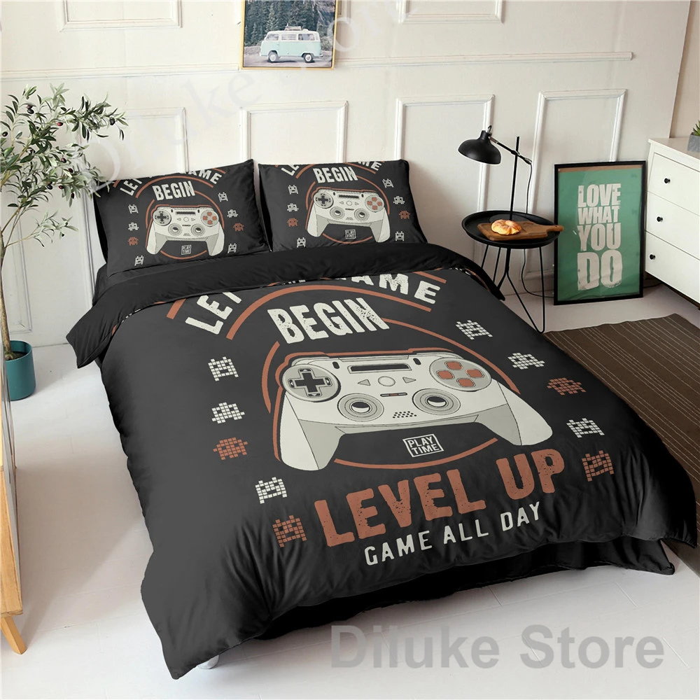 

Gamepad Bedding Set Queen Size Duvet Cover Creative Black Bed Comforter Cover Set Housse De Couette Bedclothes 2/3Pcs
