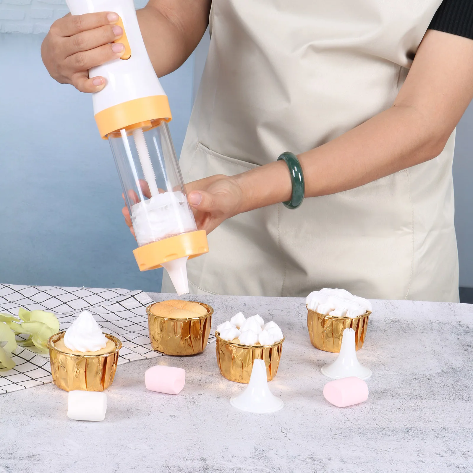 

Electric Cookie Press Gun Cookie Maker Kit Cake Decorating Tool With 12 Discs And 4 Icing Tips DIY Biscuit Maker Tool For Home