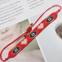 bluestar fashion turkish evil eye bracelet red heart jewelry miyuki seed beads bohemian handmade woven bracelets for women
