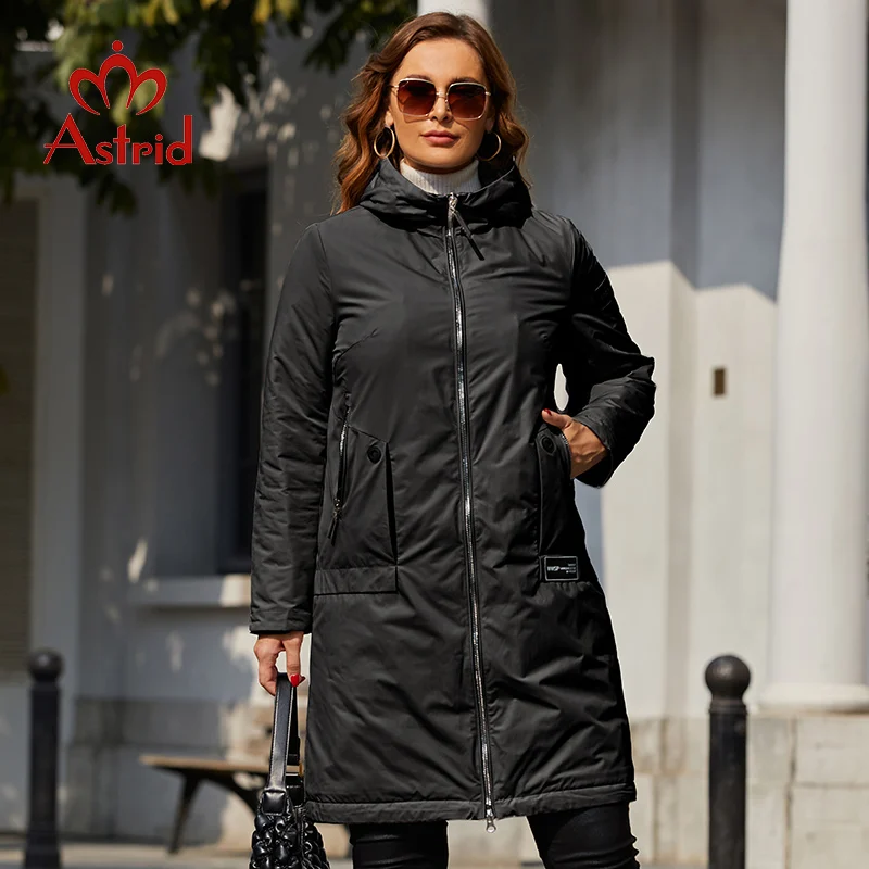Astrid 2022 Spring Women Parkas Plus Size Padded Coats Hooded Women's Jacket Fashion Contrast Color Outerwear Quilted AM-9713