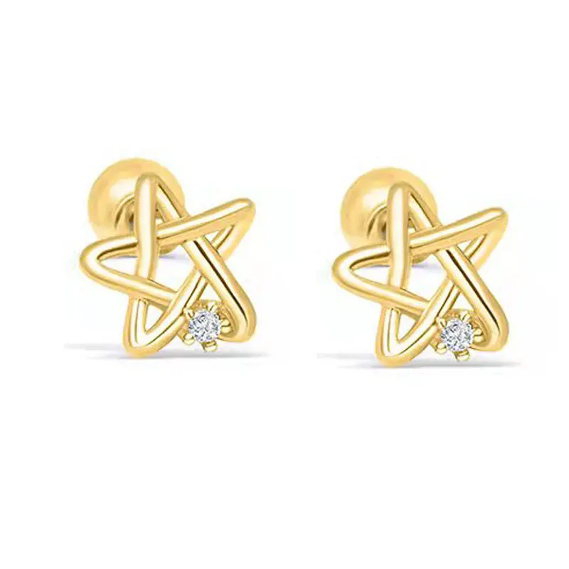 

Flash Pentagram Stud Earrings Women's 925 Silver Sterling Silver Earrings Simple White Diamond Zircon XINGX Earring Jewelry Ins