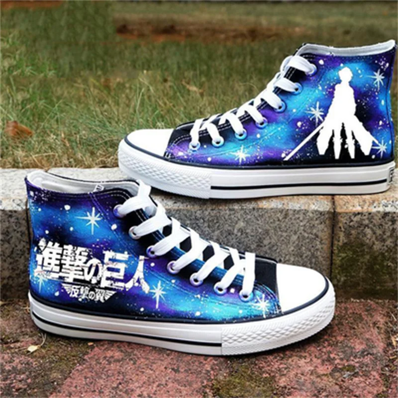 Холщовые ботинки с граффити аниме атака на Титанов косплей Jiyuu No Tsubasa летняя новая