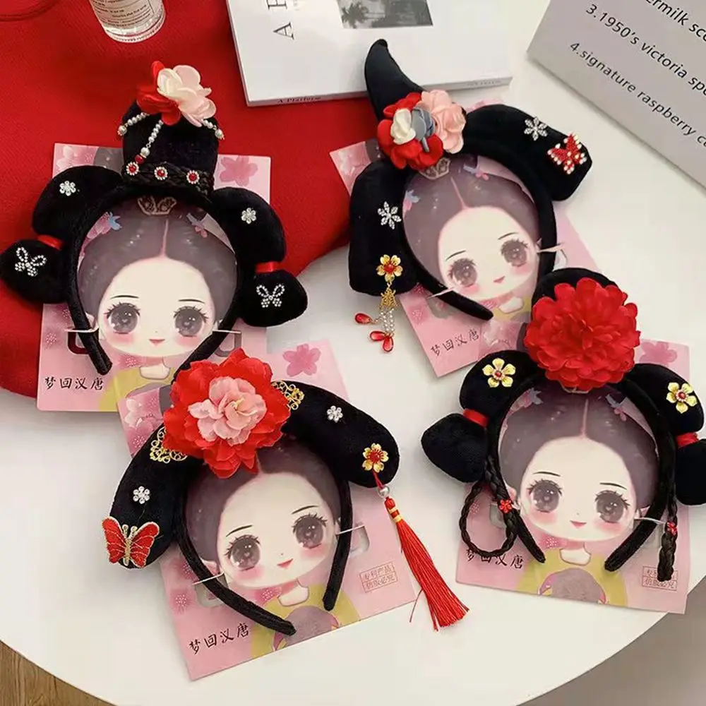 Цветочный китайский антикварный головной убор с кисточкой и жемчугом в древнем