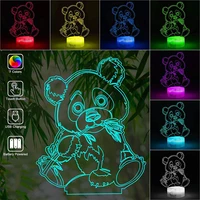 panda bamboo led night lamp 3d illusion bedside table decoration 7 colors changing romantic light for girlskidsparty
