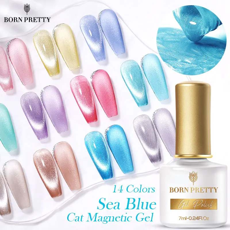 

BORN PRETTY Cat Magnetic Gel Nail Polish Silver Snowlight Magnet Gel Soak Off UV Gel Semi-transparent Varnish Nail Art Design