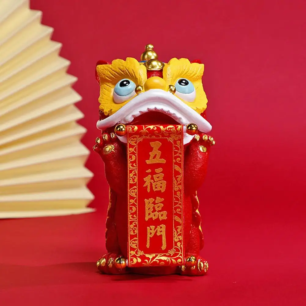 

Fine Craftsmanship Lion Sculpture Chinese New Year Dancing Lion Figurine 2024 Mascot Miniature Ornament for Wedding Car for Home