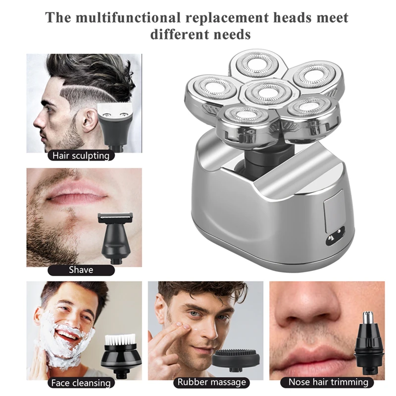 

6 In1 Multifunction Digital Display Electric Hair Clipper Shaver Beard Nose Hair Electric Trimmer Cleansing Body Shaving