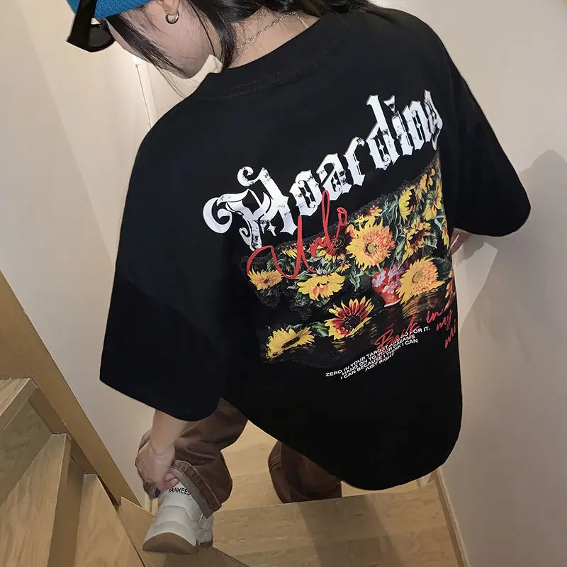 Американская футболка с коротким рукавом женская летняя свободная брендовая