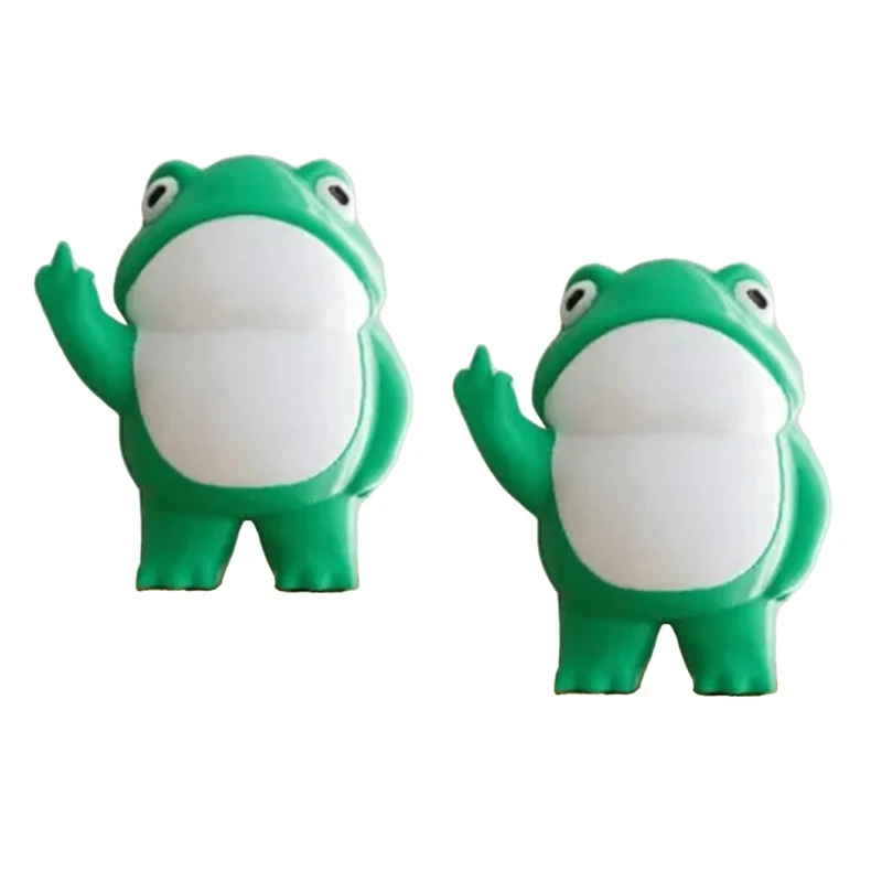 

2 PCS Rebellious Frog Figurine Frog Garden Statue Cute Mini Frog For Fairy Garden Decor, Happy Frog Figurines