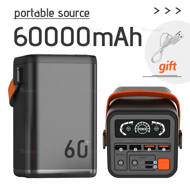 

100% NEW Outdoor Emergency Portable Mobile Power Supply Mobile Phone Charger 60000mah Power Bank 100% Large Capacity Power Bank