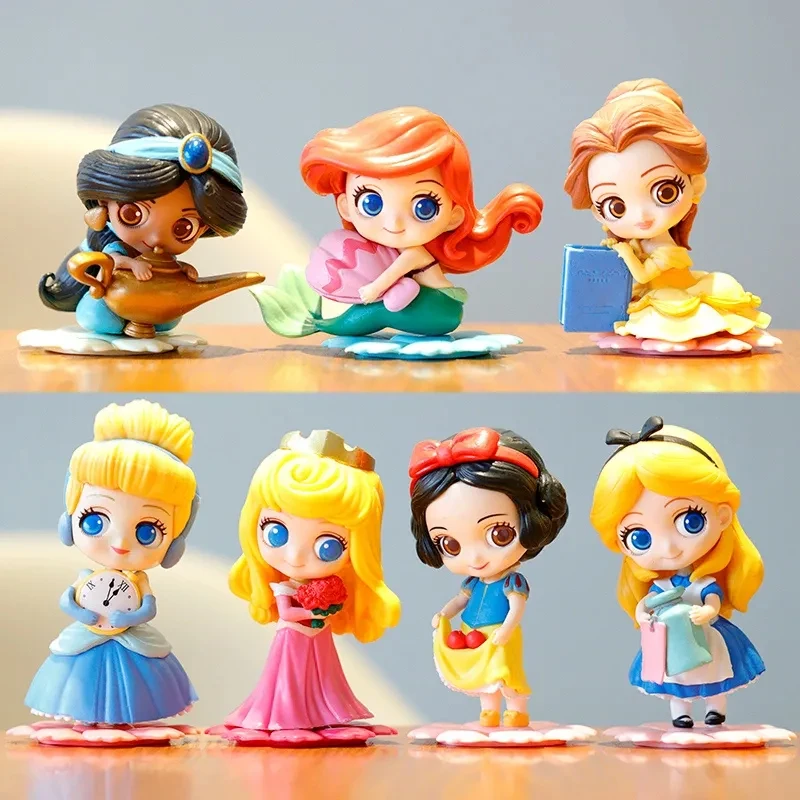 

Anime Disney Q Version Sweet Princess Figure Toys Cartoon Snow White Belle Alice Ariel Aurora Jasmine Model Doll Cake Ornaments