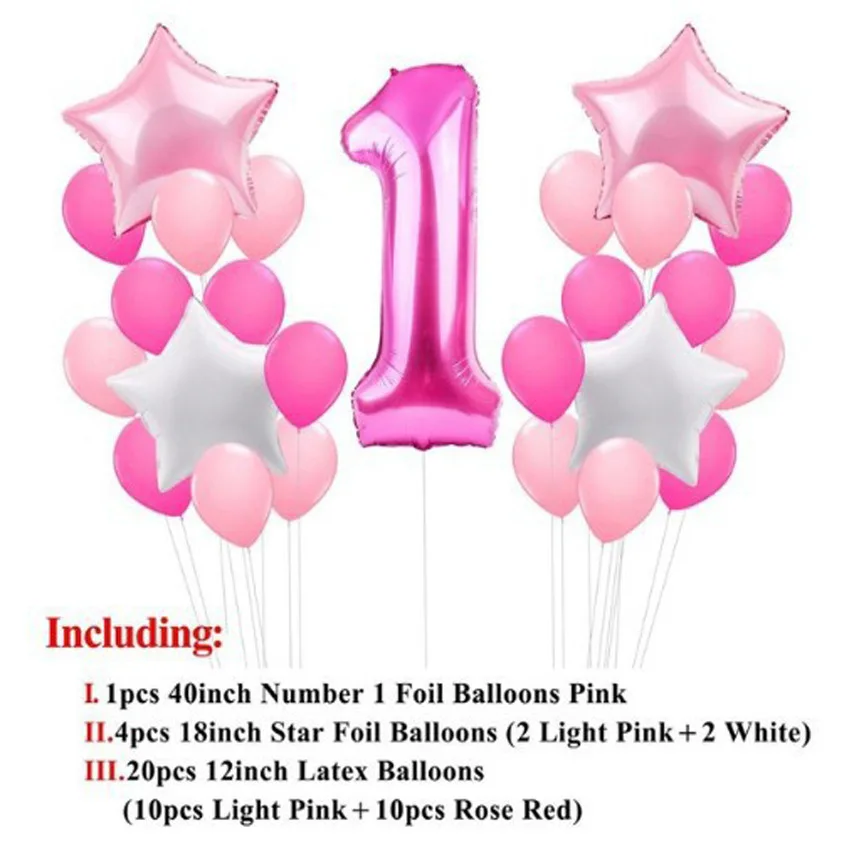 

Baby Shower Number 1 Aluminum Foil Balloon Baby Full Moon One Year Old 18 Inch Five-pointed Star Blue Pink Balloon