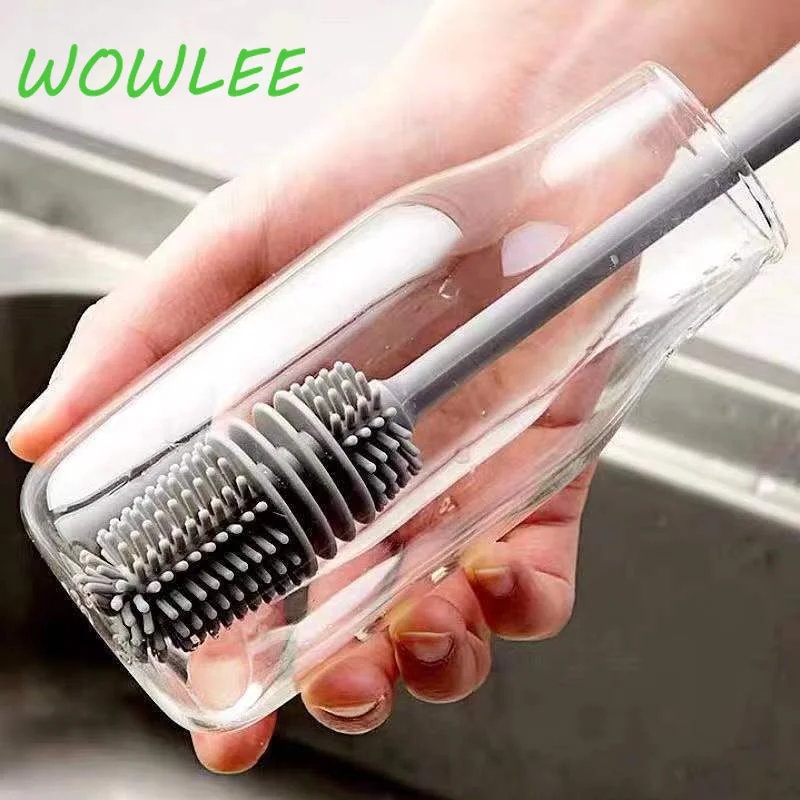 

Silicone Cup Brush Cup Scrubber Glass Cleaner Kitchen Cleaning Tool Long Handle Drink Wineglass Bottle Glass Cup Cleaning Brush