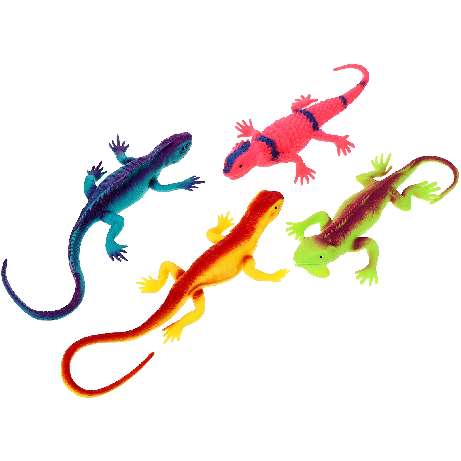 

4Pcs Artificial Lizard Colorful Lizard Figure Realistic Reptile Educational Party Favor for Toddler Cat ( Mixed Color )