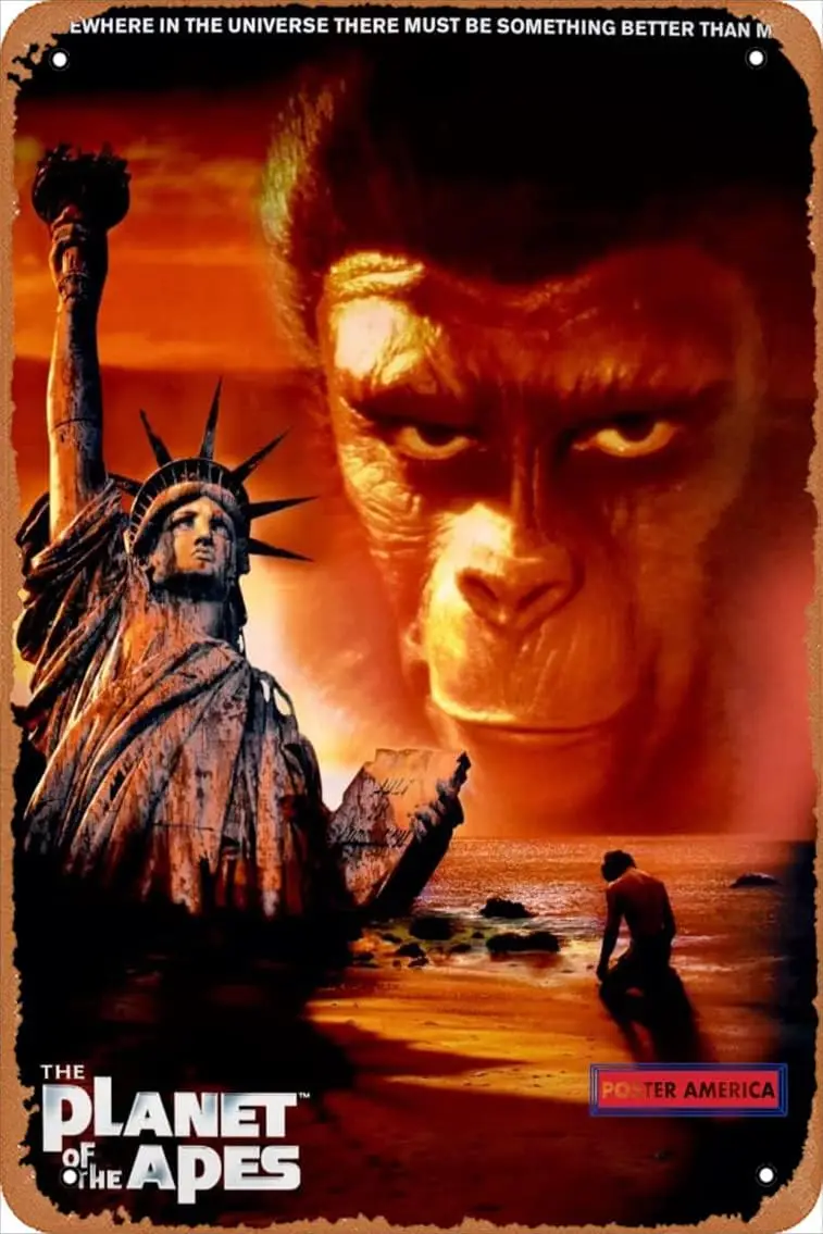 Muecddo Metl sgn Plnet of the pes Vntge 1999 Sttue Lberty Poster Sgn Wll Decor Grge Shop Br Lvng Room rt Tn 8 X