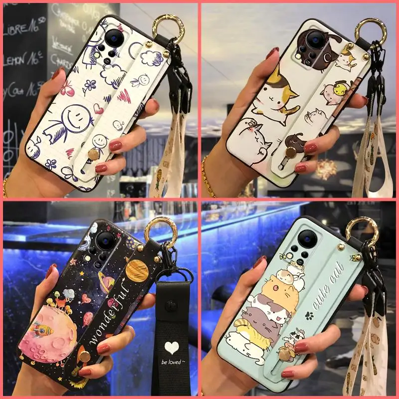 cartoon new phone case for infinix hot 11s nfcx6812b new arrival original back cover soft lanyard free global shipping
