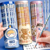 30pcsbarrel wooden hb pencil with eraser cute sketch drawing pencil student writing stationery office supplies childrens gift