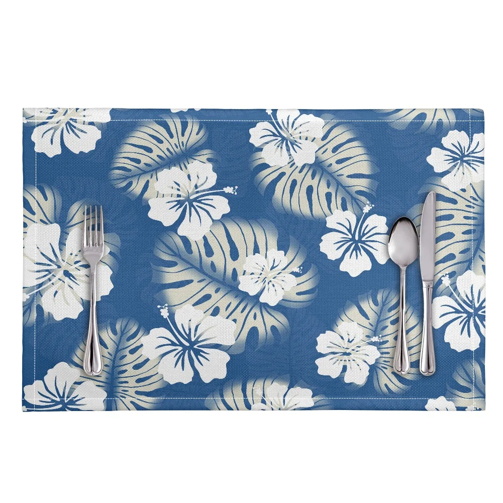 

Placemats for Dinner Table Polynesian Tribal Hibiscus Plumeria Table Placemats Rectangle Decoration Original Table Mat Custom
