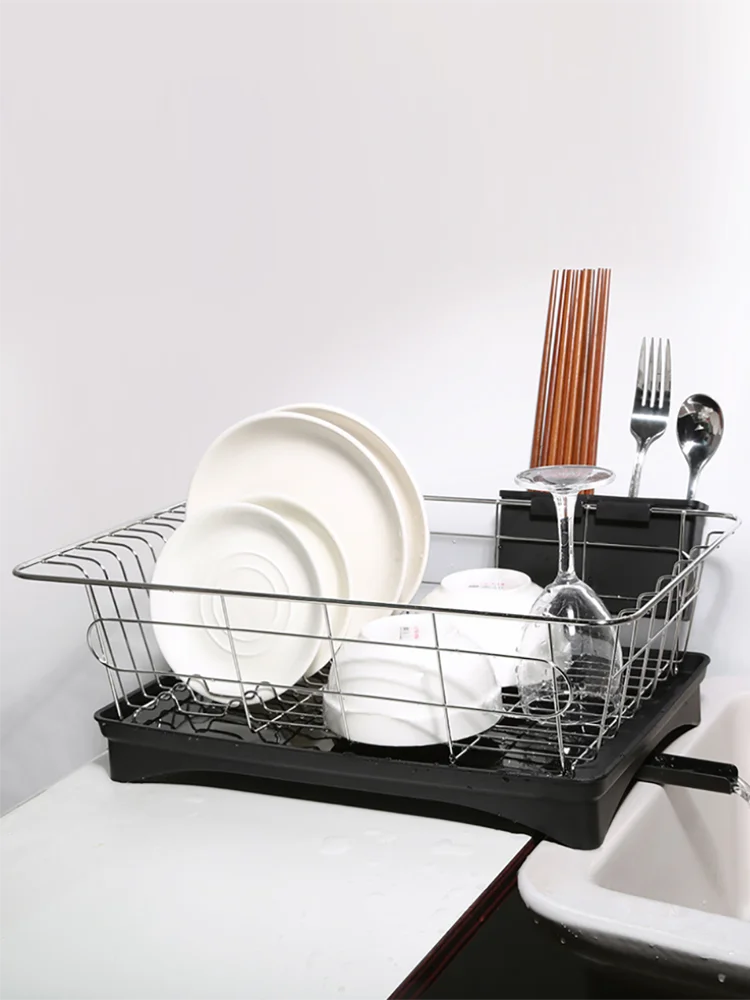 

New 2021 Stainless Steel Single Layer Drain Dish Rack Double Layer Kitchen Dishware Storage Stand kitchen organizer and storage