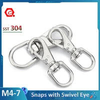 1pcs m4 m5 m6 m7 snaps with swivel eye spring snap hook 304 stainless steel