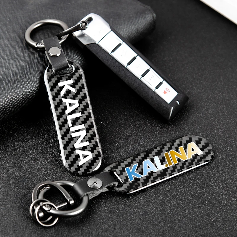 

For lada KALINA 1 2 Car Accessories custom color nameplate metal keychain carbon fiber