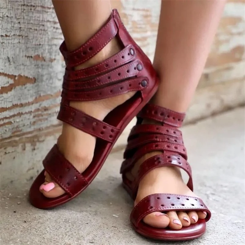 Women Sandals Gladiator Quality PU Leather Buckle Strap Black Platform High  Bottom Gothic Designer Flats Heel Ladies Shoes - купить по выгодной цене |  AliExpress