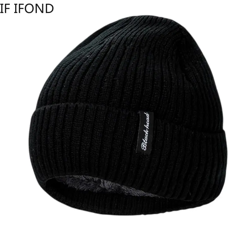

New Unisex Skullies Beanie Hat Men Leisure Add Fur Lined Winter Hats Winter Warm Thick Knitted Hat Fashion Ski Cap Gorro Bonnet