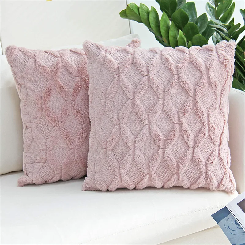 Меховая декоративная наволочка для подушки чехол диванная плюшевая украшение